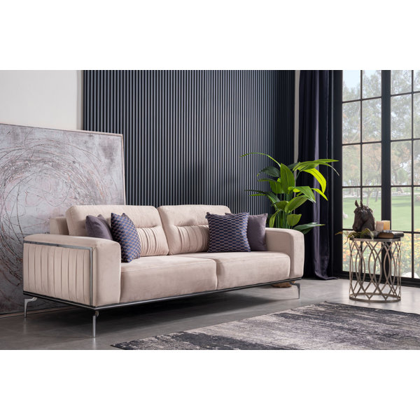 Everly Quinn Phinehas 90.551181102362'' Slipcovered Reclining Sofa